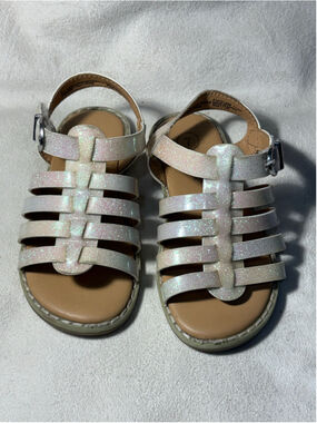 Cat &‎ Jack Baby Girl Glitter Gladiator Sandals Size 7 White